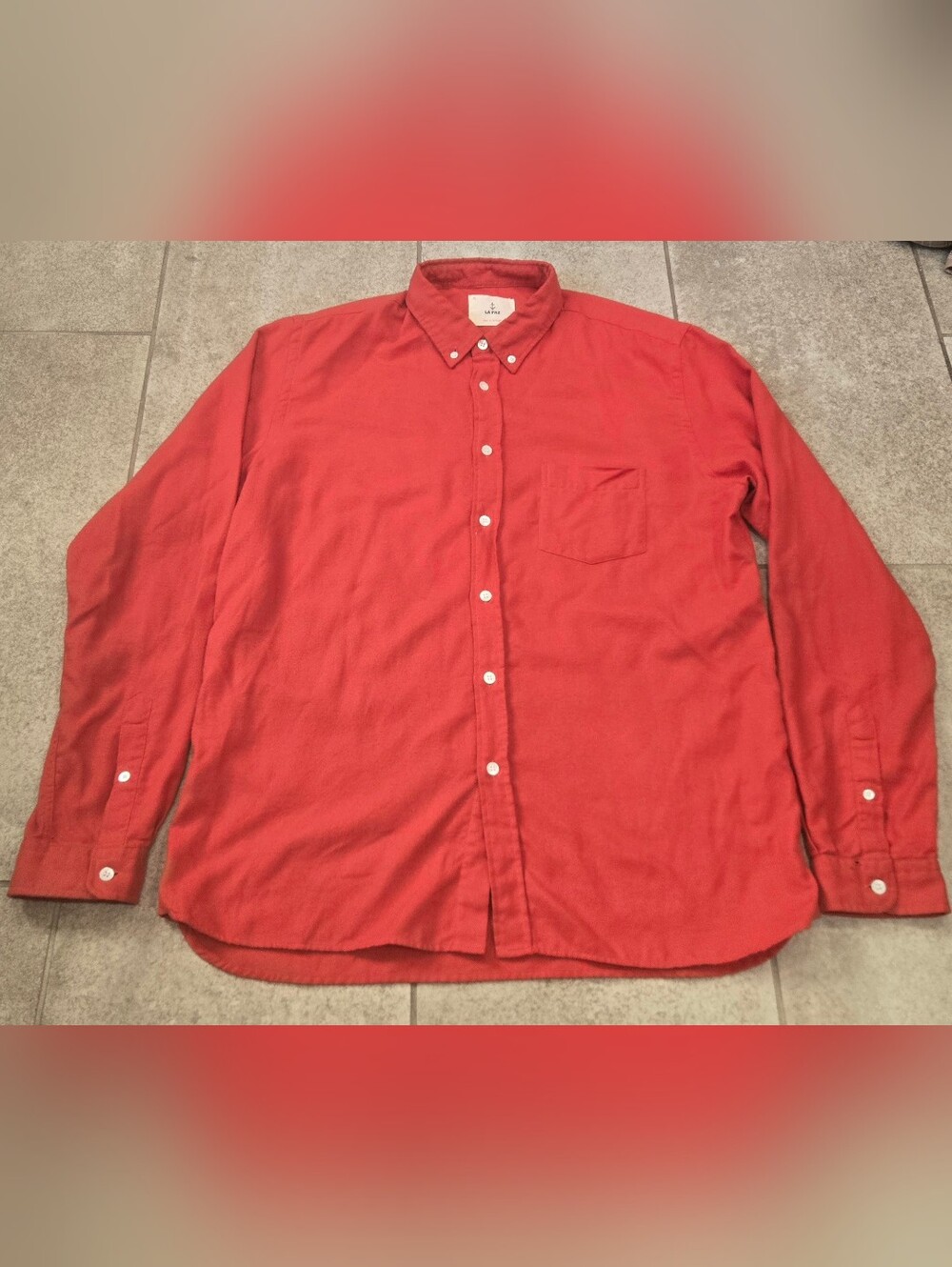La Paz Portugal Mens Large L Red Long Sleeve Button Down Shirt Huckberry
